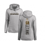 NHL Women Adidas Pittsburgh Penguins #58 Kris Letang Ash Backer Pullover Hoodie