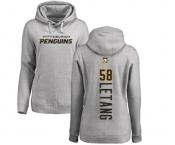 NHL Women Adidas Pittsburgh Penguins #58 Kris Letang Ash Backer Pullover Hoodie