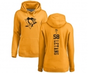 NHL Women Adidas Pittsburgh Penguins #58 Kris Letang Gold One Color Backer Pullover Hoodie