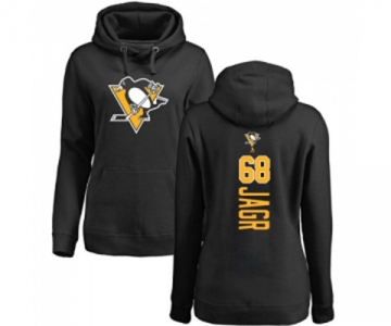 NHL Women Adidas Pittsburgh Penguins #68 Jaromir Jagr Black Backer Pullover Hoodie