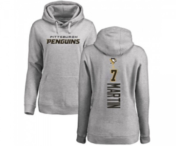 NHL Women Adidas Pittsburgh Penguins #7 Paul Martin Ash Backer Pullover Hoodie