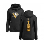 NHL Women Adidas Pittsburgh Penguins #7 Paul Martin Black Backer Pullover Hoodie