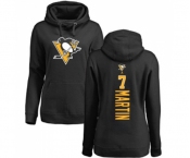 NHL Women Adidas Pittsburgh Penguins #7 Paul Martin Black Backer Pullover Hoodie