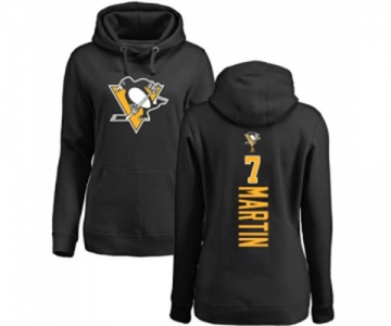 NHL Women Adidas Pittsburgh Penguins #7 Paul Martin Black Backer Pullover Hoodie