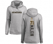 NHL Women Adidas Pittsburgh Penguins #71 Evgeni Malkin Ash Backer Pullover Hoodie