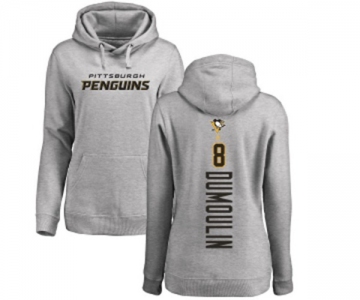 NHL Women Adidas Pittsburgh Penguins #8 Brian Dumoulin Ash Backer Pullover Hoodie