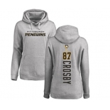 NHL Women Adidas Pittsburgh Penguins #87 Sidney Crosby Ash Backer Pullover Hoodie