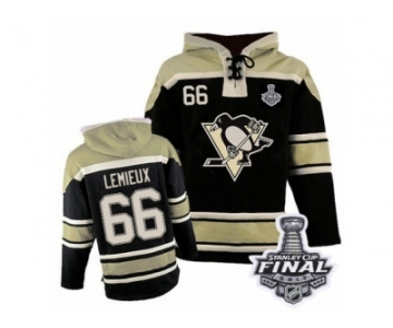 Youth Old Time Hockey Pittsburgh Penguins #66 Mario Lemieux Authentic Black Sawyer Hooded Sweatshirt 2017 Stanley Cup Final