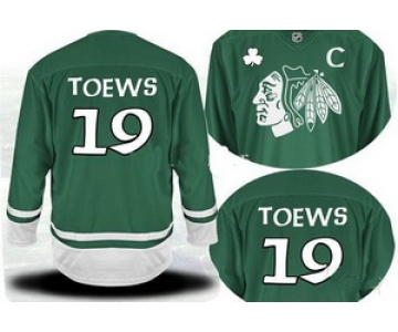 2011 st pattys day chicago blackhawks #19 toews c patch green