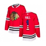 Adidas Chicago Blackhawks #1 Glenn Hall Authentic Red USA Flag Fashion NHL Jersey