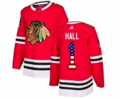 Adidas Chicago Blackhawks #1 Glenn Hall Authentic Red USA Flag Fashion NHL Jersey