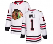 Adidas Chicago Blackhawks #1 Glenn Hall Authentic White Away NHL Jersey