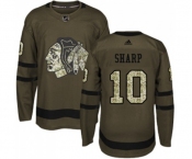 Adidas Chicago Blackhawks #10 Patrick Sharp Authentic Green Salute to Service NHL Jersey