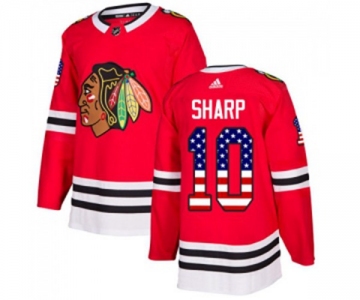 Adidas Chicago Blackhawks #10 Patrick Sharp Authentic Red USA Flag Fashion NHL Jersey