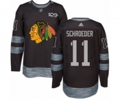 Adidas Chicago Blackhawks #11 Jordan Schroeder Authentic Black 1917-2017 100th Anniversary NHL Jersey