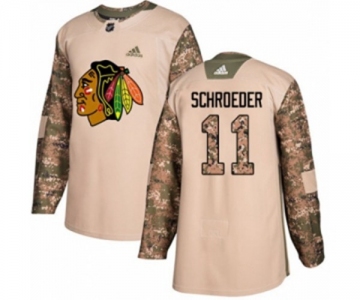 Adidas Chicago Blackhawks #11 Jordan Schroeder Authentic Camo Veterans Day Practice NHL Jersey