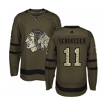 Adidas Chicago Blackhawks #11 Jordan Schroeder Authentic Green Salute to Service NHL Jersey