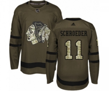 Adidas Chicago Blackhawks #11 Jordan Schroeder Authentic Green Salute to Service NHL Jersey