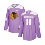 Adidas Chicago Blackhawks #11 Jordan Schroeder Authentic Purple Fights Cancer Practice NHL Jersey