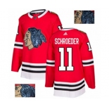 Adidas Chicago Blackhawks #11 Jordan Schroeder Authentic Red Fashion Gold NHL Jersey