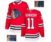 Adidas Chicago Blackhawks #11 Jordan Schroeder Authentic Red Fashion Gold NHL Jersey