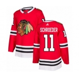 Adidas Chicago Blackhawks #11 Jordan Schroeder Authentic Red Home NHL Jersey