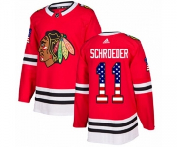 Adidas Chicago Blackhawks #11 Jordan Schroeder Authentic Red USA Flag Fashion NHL Jersey