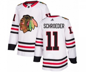 Adidas Chicago Blackhawks #11 Jordan Schroeder Authentic White Away NHL Jersey