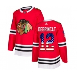 Adidas Chicago Blackhawks #12 Alex DeBrincat Authentic Red USA Flag Fashion NHL Jersey