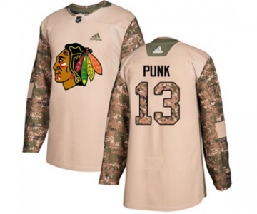 Adidas Chicago Blackhawks #13 CM Punk Authentic Camo Veterans Day Practice NHL Jersey