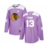 Adidas Chicago Blackhawks #13 CM Punk Authentic Purple Fights Cancer Practice NHL Jersey