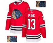 Adidas Chicago Blackhawks #13 CM Punk Authentic Red Fashion Gold NHL Jersey