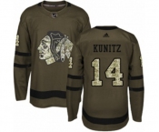 Adidas Chicago Blackhawks #14 Chris Kunitz Authentic Green Salute to Service NHL Jersey