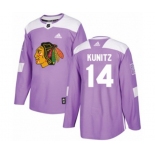 Adidas Chicago Blackhawks #14 Chris Kunitz Authentic Purple Fights Cancer Practice NHL Jersey