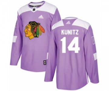 Adidas Chicago Blackhawks #14 Chris Kunitz Authentic Purple Fights Cancer Practice NHL Jersey