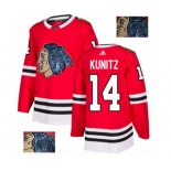 Adidas Chicago Blackhawks #14 Chris Kunitz Authentic Red Fashion Gold NHL Jersey