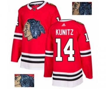 Adidas Chicago Blackhawks #14 Chris Kunitz Authentic Red Fashion Gold NHL Jersey