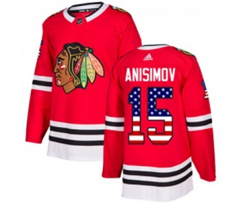 Adidas Chicago Blackhawks #15 Artem Anisimov Authentic Red USA Flag Fashion NHL Jersey