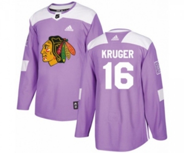 Adidas Chicago Blackhawks #16 Marcus Kruger Authentic Purple Fights Cancer Practice NHL Jersey