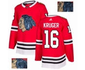 Adidas Chicago Blackhawks #16 Marcus Kruger Authentic Red Fashion Gold NHL Jersey