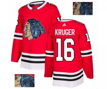 Adidas Chicago Blackhawks #16 Marcus Kruger Authentic Red Fashion Gold NHL Jersey