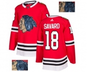 Adidas Chicago Blackhawks #18 Denis Savard Authentic Red Fashion Gold NHL Jersey