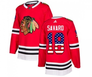 Adidas Chicago Blackhawks #18 Denis Savard Authentic Red USA Flag Fashion NHL Jersey