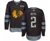 Adidas Chicago Blackhawks #2 Duncan Keith Authentic Black 1917-2017 100th Anniversary NHL Jersey