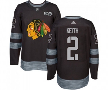 Adidas Chicago Blackhawks #2 Duncan Keith Authentic Black 1917-2017 100th Anniversary NHL Jersey