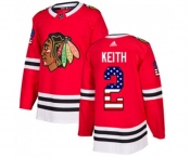 Adidas Chicago Blackhawks #2 Duncan Keith Authentic Red USA Flag Fashion NHL Jersey