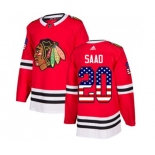 Adidas Chicago Blackhawks #20 Brandon Saad Authentic Red USA Flag Fashion NHL Jersey