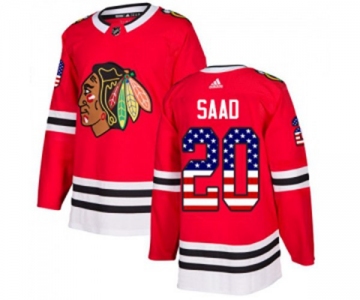 Adidas Chicago Blackhawks #20 Brandon Saad Authentic Red USA Flag Fashion NHL Jersey