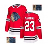 Adidas Chicago Blackhawks #23 Brandon Manning Authentic Red Fashion Gold NHL Jersey