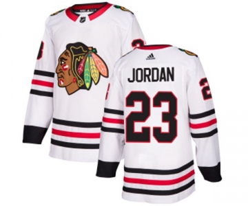 Adidas Chicago Blackhawks #23 Michael Jordan Authentic White Away NHL Jersey